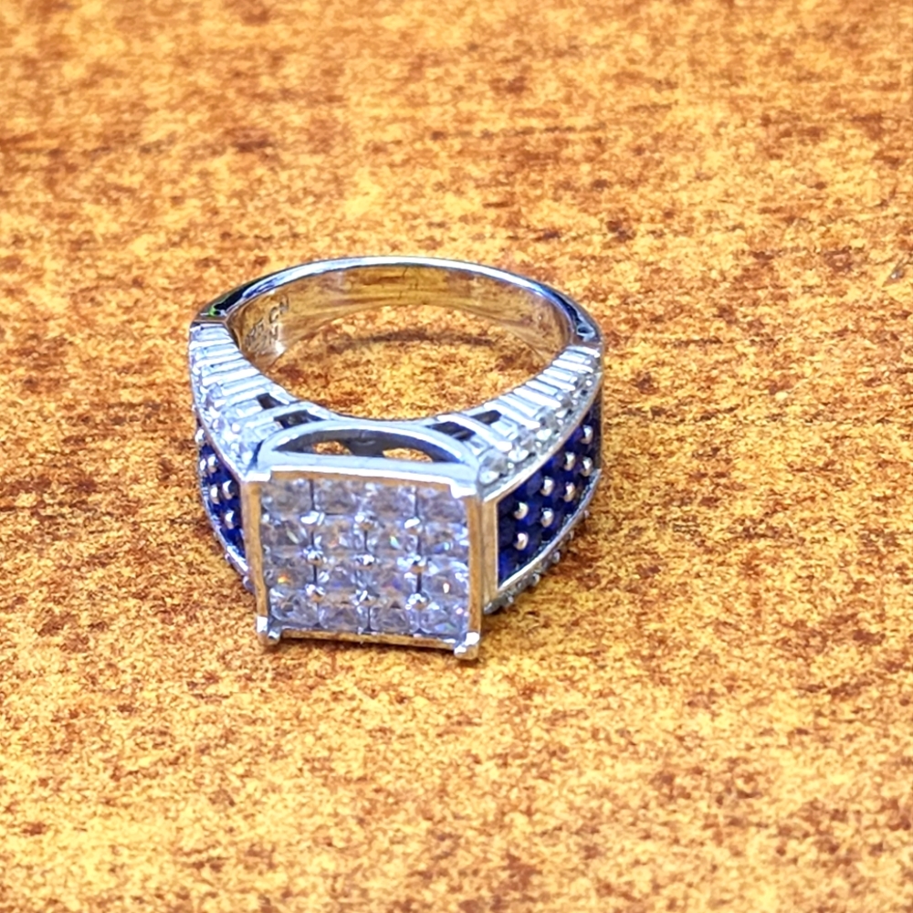 Zirconia and sapphire ring